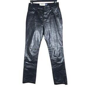 Gap Vintage Leather Pants Womens 27 1 Black Straight Leg Y2K Biker Moto Mid Rise